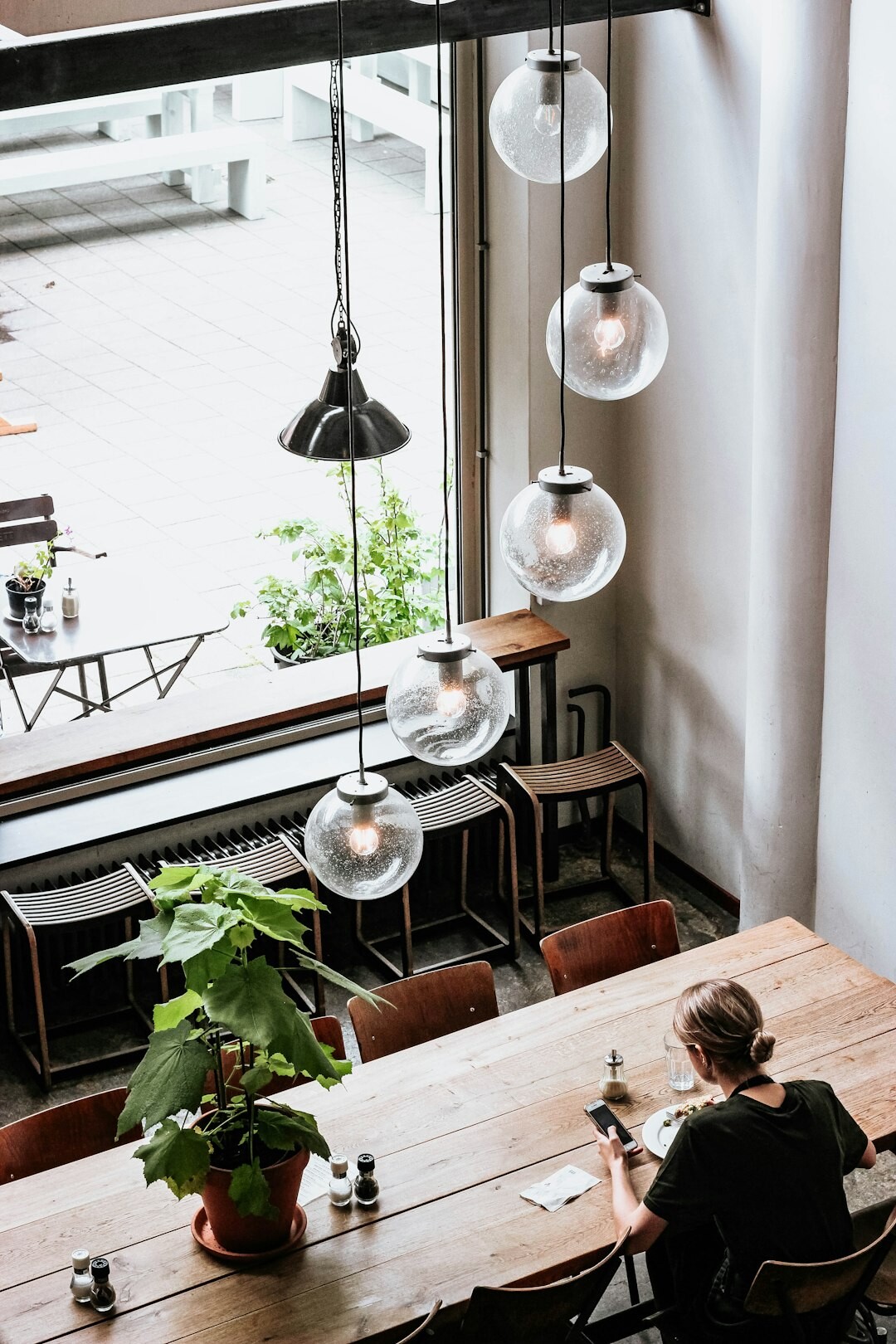 writer at cafe table