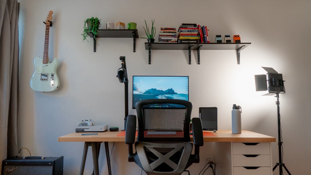 mystery writer desk setup